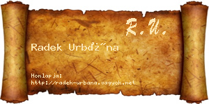 Radek Urbána névjegykártya